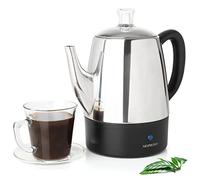 Mixpresso Small Percolator Coffee Pot Electric 4 Cup, Stainless Steel Coffee Maker, Coffee Percolator Electric With Keep Warm Function, 4 Cups Stainless Steel Percolator With Coffee Basket