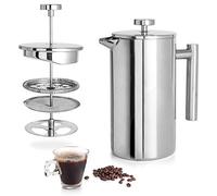 Mixpresso Stainless Steel French Press Coffee Maker 34 Oz 1L Double Wall Metal Insulation Coffee Press &Tea Br