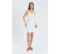 MixRay Women's Belted High-Waist Wrap Front Shorts with Slit Detail in Ivory | Size: Medium MixRay Ivory M