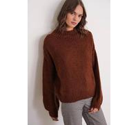 MixRay Women's Relaxed Fit Crew Neck Thick Knit Sweater in Dark Brown MixRay Dark Brown One Size