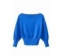MixRay Women's Ribbed Boat Neck Sweater in Blue MixRay Blue One Size