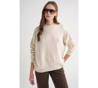 MixRay Women's Ribbed Knitwear Pullover Sweater with Hair Braid Pattern in Medium Beige MixRay Medium Beige One Size