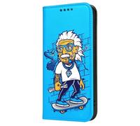 Mixroom - Book Case Cover for Huawei P20 with Stand in Faux Leather Magnetic Closure Wallet Inner Part Soft TPU Design Albert Einstein Skate 373