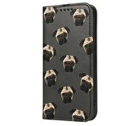 Mixroom - Book Case Cover for iPhone 12 / iPhone 12 Pro with Stand in Faux Leather Magnetic Closure Wallet Inner Part Soft TPU Design Dog Pug T303