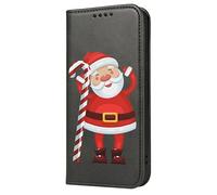 Mixroom - Book Case Cover for Samsung Galaxy S22 with Stand in Faux Leather Magnetic Closure Wallet Inner Part Soft TPU Santa Claus with Sugar Stick 630