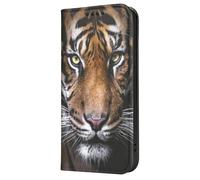 Mixroom - Book Case Cover for Xiaomi 13T with Stand in Faux Leather Magnetic Closure Wallet Inner Part in Soft TPU Tiger Pattern 124