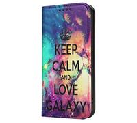 Mixroom - Book Cover Case for Huawei P50 with Stand in Faux Leather Magnetic Closure Wallet Inner Part Soft TPU Keep Calm and Love Pattern B28