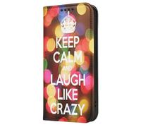 Mixroom - Book Cover Case for Huawei P50 with Stand in Faux Leather Magnetic Closure Wallet Inner Part in Soft TPU Design Keep Calm and Laugh A12
