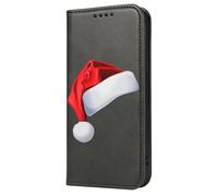 Mixroom - Book Cover Case for Samsung Galaxy S23 FE with Stand in Faux Leather Magnetic Closure Wallet Inner Part Soft TPU Design Santa Hat 634
