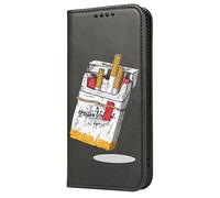 Mixroom - Case Cover Book Case for iPhone 16E with Stand in Faux Leather Magnetic Closure Wallet Inner Part Soft TPU Pattern Cigarette Pack T299