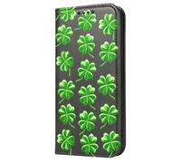 Mixroom - Case Cover Book Case for Samsung Galaxy S24 FE with Stand in Faux Leather Magnetic Closure Wallet Inner Part in Soft TPU Four Leaf Clover Design Fortune T514