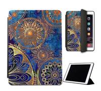 Mixroom - Case for iPad 10.2 Inch 7/8/9 Year 2019/2020/2021 Cover for Apple iPad Smart Case Folding Protective Stand Stand Gold Mandala Design LN121