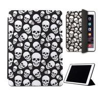 Mixroom - Case for iPad Air 2 Model 2014 9.7 Inches Cover for Apple iPad Smart Case Foldable Stand Stand Skull Design Black and White M772