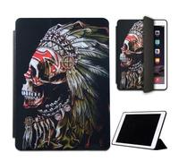 Mixroom - Case for iPad Air 2 Model 2014 9.7 Inches Cover for Apple iPad Smart Case Foldable Stand Stand Indian Skull Design with Feathers M748