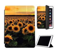 Mixroom - Case for iPad Air 2 Model 2014 9.7 Inches Cover for Apple iPad Smart Case Foldable Stand Stand Design Sunflower Field Sunset M774