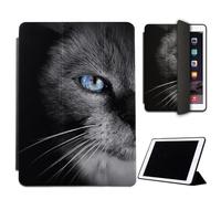 Mixroom - Case for iPad Air 2 Model 2014 9.7 Inches Cover for Apple iPad Smart Case Foldable Stand Stand Design Cat Blue Eyes M569