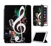 Mixroom - Case for iPad Air 2 Model 2014 9.7 Inches Cover for Apple iPad Smart Case Foldable Stand Stand Design Treble Clef N786
