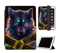 Mixroom - Case for iPad Air 2 Model 2014 9.7 Inches Cover for Apple iPad Smart Case Folding Protective Stand Stand Design Couple Wolf Werewolf M494