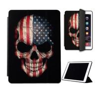 Mixroom - Case for iPad Air 5 Model 2022 10.9 Inches Cover for Apple iPad Smart Case Foldable Stand Design Skull Flag USA America LN132