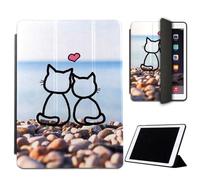 Mixroom - Case for iPad Air 5 Model 2022 10.9 Inches Cover for Apple iPad Smart Case Folding Protective Stand Stand Design Kittens in Love At Sea M482