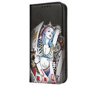 Mixroom - Flip Case Cover for Samsung Galaxy A03 with Stand in Faux Leather Magnetic Closure Wallet Inner Part in Soft TPU Poker Pattern Woman C44