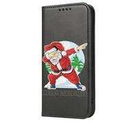 Mixroom - L1134 Book Case Cover for Samsung Galaxy S20 with Stand in Faux Leather Magnetic Closure Wallet Inner Part Soft TPU Design Santa Dancing Dance Dance