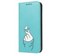 Mixroom - M735 Flip Case Cover for iPhone 13 with Stand in Faux Leather Magnetic Closure Wallet Inner Part in Soft TPU Design Snap Your Fingers Heart