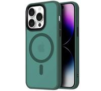 Mixroom - Matte Bumper Cover for iPhone 16E Compatible with MagSafe Accessories Integrated Magnetic Circle Retro Semi-Transparent Soft Edge in TPU Silicone Dark Green
