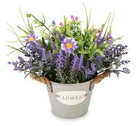 MIXROSE Fake Plants Purple Lavender Flowers in Pot 10" Tall Faux Artificial Potted Plant Greenery for Home Office Patio Coffee Table Farmhouse Aesthetic Bedroom Bathroom Decor