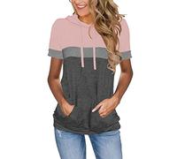 MixShe Womens Tops Summer Clothes Casual Shirts Ladies Hoodies Pullover Short Sleeve Blouses Trendy Fashion Tunics, S-lightpinkgray, M
