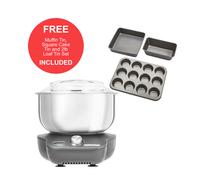 MixStar Compact Stand Mixer & Muffin Tin, Square Cake Tin and 2lb Loaf Tin Set