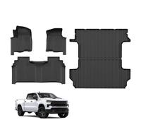 Mixsuper Floor Mats & Bed mat for 2019-2026 Chevy Silverado 1500/GMC Sierra 1500，2020-2026 Silverado/Sierra 2500H/3500HD Crew Cab(Only Fit 5.8FT Bed), All Weather TPE Silverado Accessories Set Black