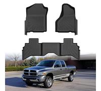 Mixsuper Floor mats fit for 2002-2008 Dodge Ram 1500 Crew Cab (Quad Cab), 2003-2009 Dodge Ram 2500/3500 Crew Cab,All Weather TPE Floor Liners Protection for 1500 Accessories,2 Row Car Mats, Black