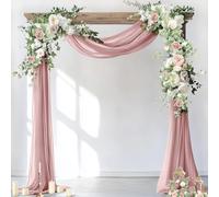 Mixsuperstore Set of 3 Blush Pink Chiffon Curtains for Wedding Decoration 6 m