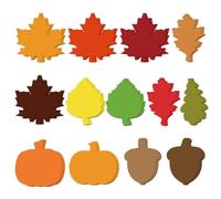 MixTeach 195 Pcs Fall Leaf Cutouts 4" Paper Leaf Cutouts Autumn Multiple Styles Maple Leaves Pumpkin Acorn Die Cut Classroom Decor for Thanksgiving Bulletin Board School Craft Party Wall Decoration