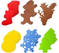 MixTeach 36 Pcs Foam Christmas Cutouts 7'' Christmas Tree Snowflake Elk Stocking Bell Gingerbread Man Shape Die Cuts Colorful Christmas Foam Cutouts for Christmas DIY Crafts Bulletin Board Decor
