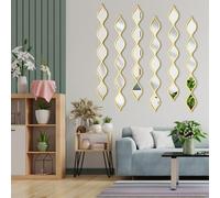 MixTeach Teardrop Mirror Wall Art Decorative Mirror Wall Decor Long Narrow Hanging Art for Apartment Living Room Bathroom Bedroom Entryway (6, Gold)