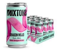 Mixtons Dragon Mojo Cocktail Cans Pack (12 x 200ml Cans) | Made in the UK 8% ABV | A Exotic Twist on a Mojito | Bar-Quality & Ready-to-Drink | Cocktails Ready to Drink
