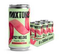 Mixtons Spicy Melons - Ready-to-Drink Tequila Cocktail, 8% ABV, (6 x 200ml Cans) -Watermelon, Lime & Spicy Jalapeño Margarita Flavour