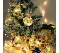 Mixtooltoys Christmas Lights 4m LED Christmas Pine Needle Snow Globe Light 10 Shatterproof Edison Bulbs Battery Operated Light, String Lights Indoor for Bedroom Porch Garden Party Xmas Decor
