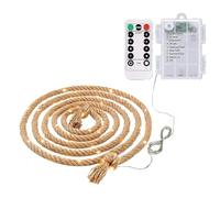 Mixtooltoys Jute Rope Lights String Lights 5M 100LED 6MM for Bedroom, 8 Modes Battery Powered Light Strip Hanging Fairy Lights with Remote for Camping Halloween Christmas Wedding Tree Deco