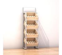 Mixtric 3/4 Tier Fruits & Vegetables Kitchen Shelf Rack Display, Large Solid Wood Retail Snack Stand, for Commercial Supermarket, Floor Multi-layer Storage Frame,A,4 Tier