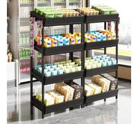 Mixtric 4-Tier Retail Display Shelf, Tall Snack Rack, Concession Chip Stand with Storage Shelves, Store Display Shelving Organizer with Heavy-Duty Metal Frame, Easy Assembly,B,2