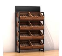 Mixtric Double Row Wood Fruit and Vegetable Storage Rack 4-Tier Detachable Snack Stand Fruit Basket Stand, Utility Shelf Organizer for Kitchen Living Room Bedroom,A