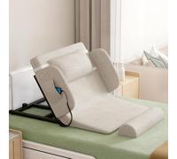 Mixtric Electric Lifting Backrest for Bed, 2-80° Adjustable Power Lifting Backrest with Remote Control, Assist Elderly to Get Out of Bed Easily, with Armrest & Footrest,Beige,75/With Armrests