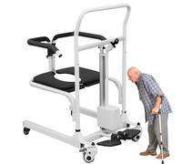Mixtric Electric Patient Lift Transfer Chair,Seat Open and Close-Portable Wheelchair for Adults Home Use, Lightweight Travel to Car Aid Devices, Height Adjustable for Seniors, Disabled