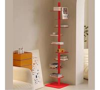 Mixtric Freestanding 9 Tier Metal Vertical Book Tower, Invisible Spine Design, Ladder Bookcase with Floating Shelves for Bedroom and Office Decor, Corner Storage Solution for Small Spaces,Red