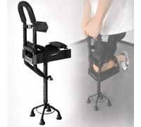 Mixtric Hands Free Knee Crutch for Foot & Ankle Surgery Recovery, Lightweight Aluminium Leg Support Walker with Stable 4-Prong Anti-Slip Base, Leg Mobility Aid for Active Adults,Black