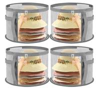 Mixtric Hat Storage Box, Large-Capacity, Foldable, Transparent And Multi-Functional Organizer with Handle, Suitable for Storing Cowboy Hats, Top Woolen Hats Baseball Caps,Grey,4PCS
