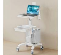 Mixtric Medical Trolley Cart with Laptop Tray and Oral Scanner Holder, Mobile Workstation on Wheels with a Drawer for Hospital Dental Clinics Beauty Salons,White